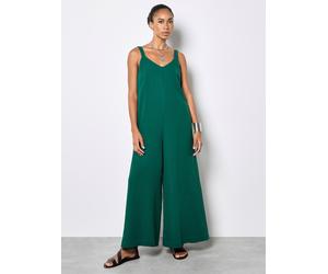 Jumpsuit APRICOT "Jumpsuit aus strukturierter Baumwolle", Damen, Gr. L (40), N-Gr, grün, gewebt, Obermaterial: 100% Baumwolle CO., uni, Knöchellang, Overalls Jumpsuit, mit weitem Bein (59872033-40) gr