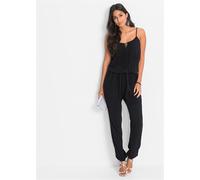 Jumpsuit BONPRIX "Jumpsuit aus strukturierter Viskose", Damen, Gr. 36, N-Gr, schwarz, Obermaterial: 100% Viskose. Spitze: 100% Polyester, figurumspielend, Overalls Jumpsuit, aus strukturierter Viskose