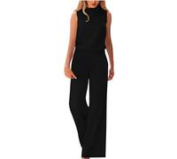 Jumpsuit Damen Elegant Festlich Weites Bein Playsuit Lang Romper ärmellos Rollkragen Overall Frauen Hosenanzug Hohe Taille Jumpsuit Leicht Komfortabel