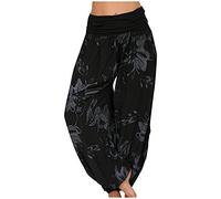 Jumpsuit Damen Elegant Lederhose Damen Bikini Hose High Waist Damen Drucken Leicht Pumphose Weites Bein Palazzo Hippie Hose Elastische Hoher Taille Casual Aladinhose Strumpfhose Ohne Fuss (Black, 4xl)