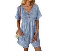 Jumpsuit Damen Jeans Gestreifte Jumpsuit Damen Langarm Sexy Jumpsuit Overall Damen Festlich Hochzeit Rosa Oversize Jumpsuit Kinder Jumpsuit Damen Sommer Jumpsuit Damen Sexy Durchsichtig（Hellblau，XL）