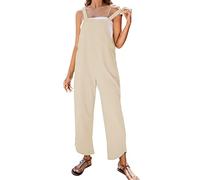 Jumpsuit Damen Lang, Elegant Latzhose Damen Sommer Ärmellos Overall Einteiler Sexy Baggy Playsuit High Waist Bib Romper Summer Arbeitslatzhose Leichte Sommerhose Mit Träger Casual Boho Jumpsuit Damen