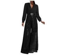 Jumpsuit Damen Sommer Elegant, Lang Overall Damen, Playsuit Einteiler Kostüm, Romper Outfit Frauen Komplett, Mit Ärmeln Kuschelig Festlicher Jumpsuit Damen Große Größen Boho Jumpsuit Damen