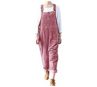 Jumpsuit Damen Sommer Lang Cord Latzhose Oversize Cargohose Arbeitshose Einfarbig Einteiler Overall Breite Bein Bib Pants mit großer Tasche Ärmellos Jumper Spielanzug Onesie Cargo Hose Streetwear