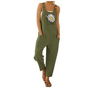 Jumpsuit Damen Sommer Overall Ärmelloser Overall Lang Frauen Mit Tasche Lose Fit Lässig Latzhose Sommerhose Hosenanzug Hosen Lang Mit Taschen Overall Damen Sommer