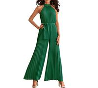 Jumpsuit, Damenhose, ärmellos, V-Ausschnitt, Trägern, rückenfrei, breit, einfarbig, schick, elegant, für Abend, Hochzeit, Zeremonie, Party
