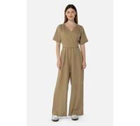 Jumpsuit FRESHLIONS "Kira", Damen, Gr. L, EURO-Größen, braun, 100% Leinen, lang, V-Ausschnitt, Overalls Jumpsuit, im klassischen Design (34434448-L) braun