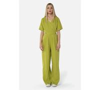 Jumpsuit FRESHLIONS "Kira", Damen, Gr. M, EURO-Größen, grün, 100% Leinen, lang, V-Ausschnitt, Overalls Jumpsuit, im klassischen Design (91768217-M) grün