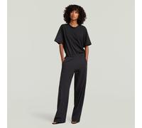 Jumpsuit G-STAR "Jersey Jumpsuit Wmn", Damen, Gr. XL, N-Gr, dk schwarz, Jersey, Obermaterial: 100% Baumwolle, unifarben, gerade lang, Rundhals, Overalls Jumpsuit, mit elastischem Bund (93859943-XL)