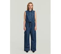Jumpsuit G-STAR "Soft Utility Jumpsuit", Damen, Gr. XL, Normalgrößen, blau (rinsed), Obermaterial: 82% Baumwolle, 18% Polyester, Overalls Jumpsuit (48425367-XL) rinsed