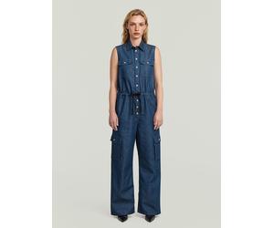 Jumpsuit G-STAR "Soft Utility Jumpsuit", Damen, Gr. XL, Normalgrößen, blau (rinsed), Obermaterial: 82% Baumwolle, 18% Polyester, Overalls Jumpsuit (48425367-XL) rinsed