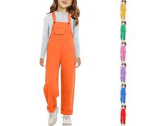 Jumpsuit Jeans Mädchen Süß Bunt Weite Beine Lang Overll Kinder Girls Lässig Baggy Bequem Einfarbig Regenbogen Einteiler Träger Latzhose mit Taschen (Blue, 3-4 Years)