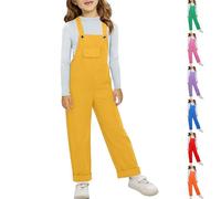 Jumpsuit Jeans Mädchen Süß Bunt Weite Beine Lang Overll Kinder Girls Lässig Baggy Bequem Einfarbig Regenbogen Einteiler Träger Latzhose mit Taschen (Purple, 9-10 Years)