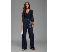 Jumpsuit LAURA SCOTT, Damen, Gr. 34, N-Gr, navy, Milano Rib, Obermaterial: 70% Viskose, 25% Polyester, 5% Elasthan. Spitze: 92% Polyamid, 8% Elasthan, leicht transparent, unifarben, figurbetont lang, 