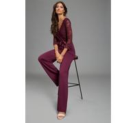 Jumpsuit LAURA SCOTT, Damen, Gr. 36, N-Gr, bordeaux, Milano Rib, Obermaterial: 70% Viskose, 25% Polyester, 5% Elasthan. Spitze: 92% Polyamid, 8% Elasthan, leicht transparent, unifarben, figurbetont la