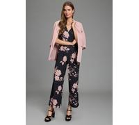 Jumpsuit LAURA SCOTT, Damen, Gr. 38, N-Gr, schwarz, geblümt, Jersey, Obermaterial: 95% Polyester, 5% Elasthan, geblümt, bequem, V-Ausschnitt, Overalls Jumpsuit, für den eleganten Anlass mit floralem M