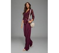 Jumpsuit LAURA SCOTT, Damen, Gr. 40, N-Gr, bordeaux, Milano Rib, Obermaterial: 70% Viskose, 25% Polyester, 5% Elasthan. Spitze: 92% Polyamid, 8% Elasthan, leicht transparent, unifarben, figurbetont la