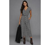 Jumpsuit LAURA SCOTT, Damen, Gr. 40, N-Gr, schwarz-weiß (schwarz, weiß), Single Jersey, Obermaterial: 95% Viskose, 5% Elasthan, gemustert, figurbetont ca. Mitte Wade, V-Ausschnitt, Overalls Jumpsuit, 