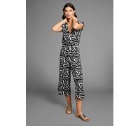 Jumpsuit LAURA SCOTT, Damen, Gr. 42, N-Gr, schwarz (schwarz, gemustert), Single Jersey, Obermaterial: 95% Viskose, 5% Elasthan, gemustert, figurbetont ca. Mitte Wade, V-Ausschnitt, Overalls Jumpsuit,