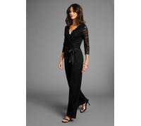 Jumpsuit LAURA SCOTT, Damen, Gr. 44, N-Gr, schwarz, Milano Rib, Obermaterial: 70% Viskose, 25% Polyester, 5% Elasthan. Futter: 95% Viskose, 5% Elasthan. Spitze: 92% Polyamid, 8% Elasthan, leicht trans