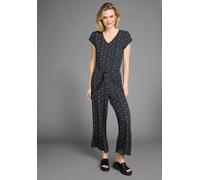 Jumpsuit LAURA SCOTT, Damen, Gr. 46, N-Gr, schwarz (schwarz, mint), Jersey, Obermaterial: 95% Viskose, 5% Elasthan, gemustert, bequem 7/8-Länge, V-Ausschnitt, angeschnitten, Overalls Jumpsuit, mit fil
