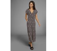 Jumpsuit LAURA SCOTT, Damen, Gr. 46, N-Gr, schwarz (schwarz, sand, geometrisch), Jersey, Obermaterial: 95% Viskose, 5% Elasthan, gemustert, figurumspielend wadenlang, V-Ausschnitt, Overalls Jumpsuit,
