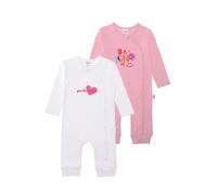 Jumpsuit LILIPUT "große Liebe", Baby, Gr. 74/80, EURO-Größen, rosa (weiß, rosa), 100% Baumwolle, Rundhals, Overalls Jumpsuit, mit praktischer Druckknopfleiste (28159738-74) weiß, rosa
