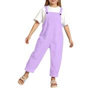 Jumpsuit Mädchen Ärmellose Latzhose Kinder Verstellbare Träger Einfarbig Overall Coole Lässige Lang Hose Arbeitshose Kinder Latzhosen Outdoor für Teenager (Purple, 18-24 Months)