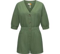 Jumpsuit RAGWEAR "Ipsie", Damen, Gr. XL (42), Normalgrößen, grün (dunkelgrün), Material: 65% Baumwolle, 35% Leinen, figurbetont Po-bedeckend, tiefer V-Ausschnitt, Ärmel ohne Ärmelschlitz, Overalls Jum
