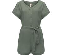 Jumpsuit RAGWEAR "Salwin Solid", Damen, Gr. M (38), Normalgrößen, grün, Material: 100% Viskose, gerade ca. Mitte Oberschenkel, V-Ausschnitt, weit abgesteppte Kante, Overalls Jumpsuit, Kurzer Overall m