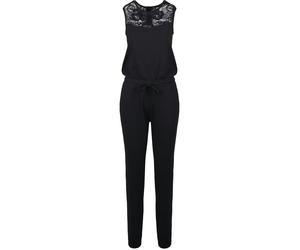 Jumpsuit URBAN CLASSICS "Urban Classics Damen Ladies Lace Block Jumpsuit", Damen, Gr. 4XL, US-Größen, schwarz, 95% Baumwolle, 5% Elasthan, unifarben, normal, Rundhals, Overalls Jumpsuit (42657636-4XL)