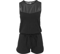 Jumpsuit URBAN CLASSICS "Urban Classics Damen Ladies Tech Mesh Hot Jumpsuit", Damen, Gr. M, US-Größen, schwarz, 95% Baumwolle, 5% Elasthan, unifarben, loose fit, Rundhals, Overalls Jumpsuit (91071768-