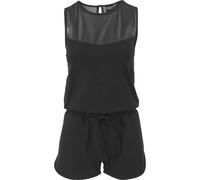 Jumpsuit URBAN CLASSICS "Urban Classics Damen Ladies Tech Mesh Hot Jumpsuit", Damen, Gr. S, US-Größen, schwarz, 95% Baumwolle, 5% Elasthan, unifarben, loose fit, Rundhals, Overalls Jumpsuit (91071768-