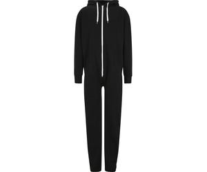 Jumpsuit URBAN CLASSICS "Urban Classics Herren Sweat Jumpsuit", Herren, Gr. XS/S, US-Größen, schwarz, weiß, 65% Baumwolle, 35% Polyester, unifarben, loose fit, Overalls Jumpsuit (13900420-XS) schwarz,