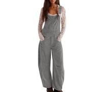 Jumpsuits für Damen,Oversize Cord-Latzhose mit Verstellbarer Riemen und Stramplertasche Beiläufig Loose Bib Trägerhose Weites Bein Arbeitskleidung Lässiges Einteiler Romper Outfits