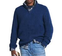 Juneyou Herren-Pullover aus Kaschmir, Business-Casual-Reißverschluss, Stehkragen, Polo-Pullover, dunkelblau, XX-Large