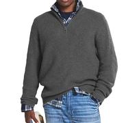 Juneyou Herren-Pullover aus Kaschmir, Business-Casual-Reißverschluss, Stehkragen, Polo-Pullover, grau, XX-Large