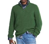 Juneyou Herren-Pullover aus Kaschmir, Business-Casual-Reißverschluss, Stehkragen, Polo-Pullover, Grün, X-Large