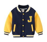 Jungen Baby College Jacke Beiläufig Stilvoll Frühling Herbst Jeans Sweatjacke Baseball Coats Vintage Mantel Kinder (Navy,110/3-4 Y)