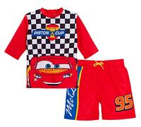 Jungen Cars Badeshorts + Rash Vest Lighting McQueen 2-teiliges Badeset Kinder Surf-Top + Boardshorts Schwimmset