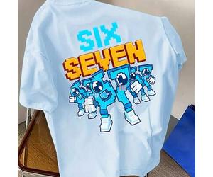 Jungen Cartoon Nummer "67" & Buchstaben Muster Pullover Sweatshirt, Rundhals Kurzarm, neue Frühling/Sommer Jungen Kleidung