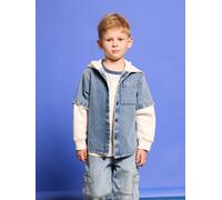 Jungen Hemd in Lagenoptik mit Kapuze hellblau Gr. 158/164 von Vertbaudet