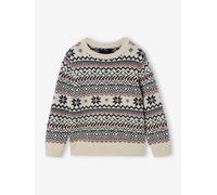 Jungen Jacquard-Pullover mit Rundhals weiß Gr. 140 von vertbaudet