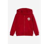 Jungen Kapuzensweatjacke BASIC mit Recycling-Polyester rot Gr. 128 von vertbaudet
