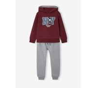 Jungen Kapuzensweatshirt & Jogginghose mit Dehnbund, Bundweite verstellbar bordeaux Gr. 152 von Vertbaudet