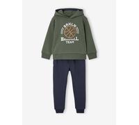 Jungen Kapuzensweatshirt & Jogginghose mit Dehnbund, Bundweite verstellbar salbeigrün Gr. 152 von Vertbaudet