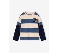 Jungen Langarm-Streifenshirt im Lagenlook mit Recycling-Baumwolle blau Gr. 110 von Vertbaudet