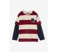 Jungen Langarm-Streifenshirt im Lagenlook mit Recycling-Baumwolle rot Gr. 92/98 von Vertbaudet