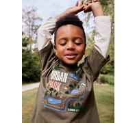Jungen Langarmshirt in Lagen-Optik mit Recycling-Baumwolle khaki Gr. 110 von Vertbaudet