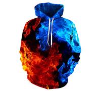Jungen Mädchen 3D Hoodie, Mädchen Jungen Hoodie 3D-Druck Bunte Flamme Kinder Sweatshirts Unisex Taschen Kapuzenpullover Für Kinder 4-16 Jahre-140